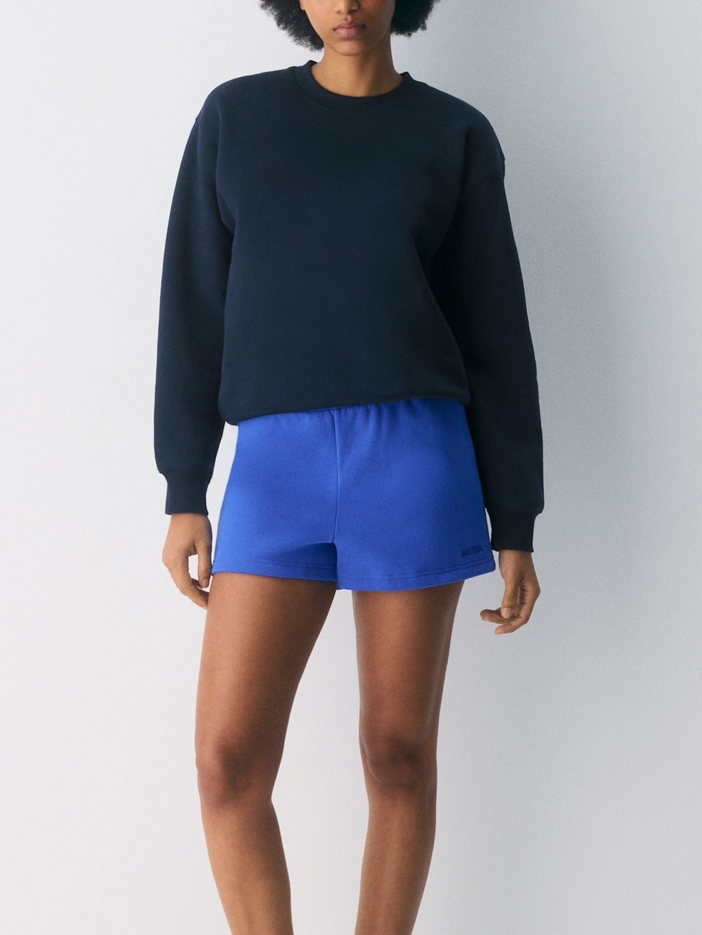 Aritzia Cozy Sweatfleece Perfect Hi-Rise Mini Short in Jazz Blue